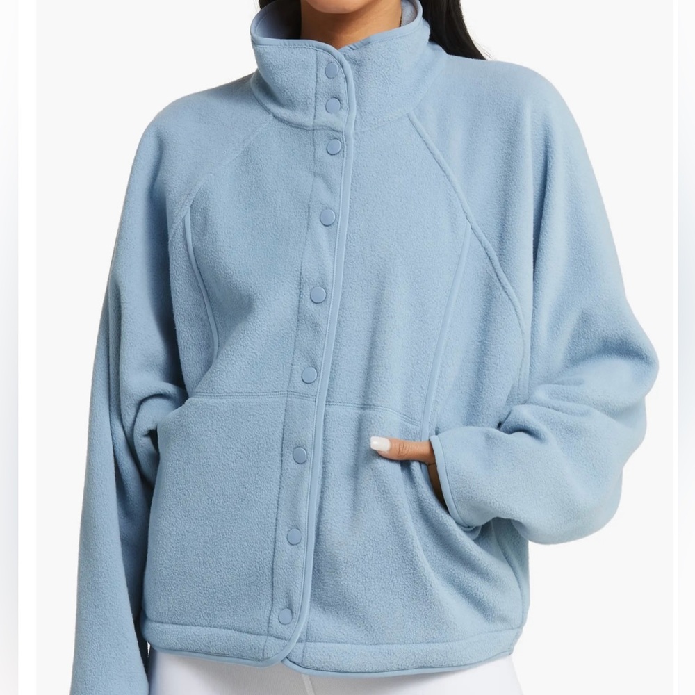 Outdoor voices rec fleece snap jacket